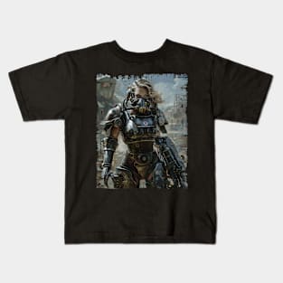 Woman in Power Armor Mask and Minigun Kids T-Shirt